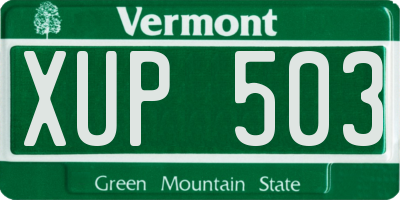 VT license plate XUP503