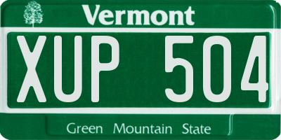 VT license plate XUP504