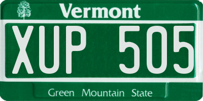 VT license plate XUP505