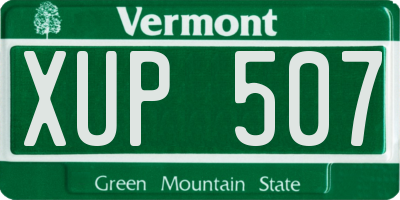 VT license plate XUP507