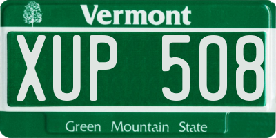 VT license plate XUP508