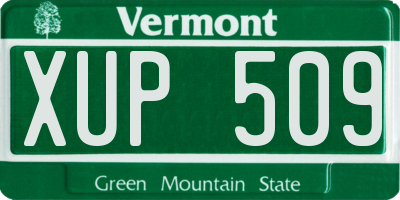 VT license plate XUP509