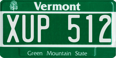VT license plate XUP512