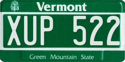 VT license plate XUP522