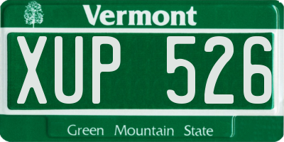 VT license plate XUP526