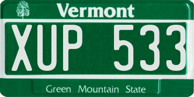 VT license plate XUP533