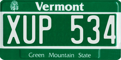 VT license plate XUP534