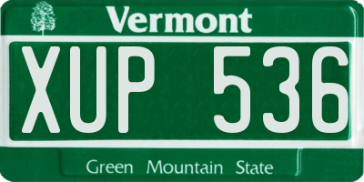 VT license plate XUP536