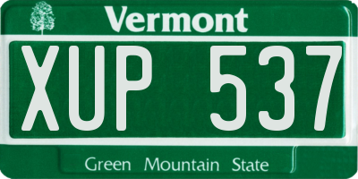 VT license plate XUP537