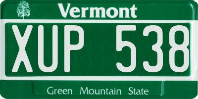 VT license plate XUP538