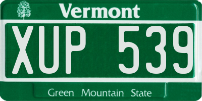 VT license plate XUP539