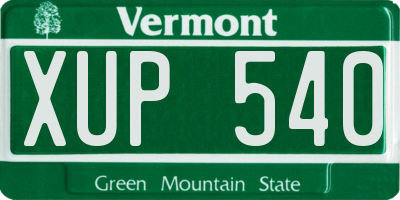 VT license plate XUP540