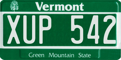 VT license plate XUP542