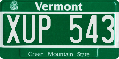 VT license plate XUP543