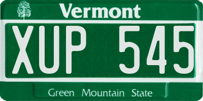 VT license plate XUP545