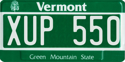 VT license plate XUP550