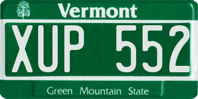 VT license plate XUP552