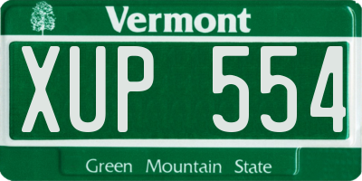 VT license plate XUP554