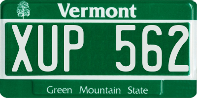 VT license plate XUP562