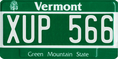 VT license plate XUP566