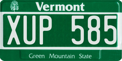 VT license plate XUP585