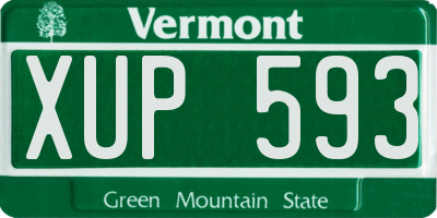 VT license plate XUP593