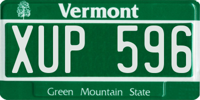 VT license plate XUP596