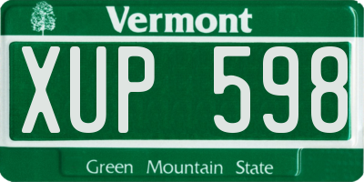 VT license plate XUP598