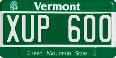 VT license plate XUP600