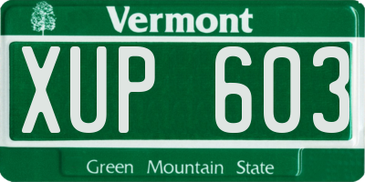 VT license plate XUP603
