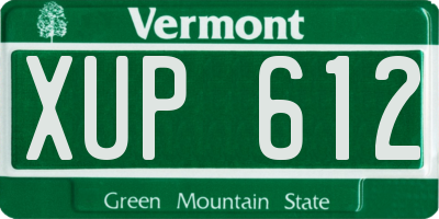 VT license plate XUP612