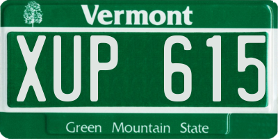 VT license plate XUP615