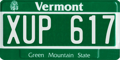 VT license plate XUP617
