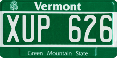VT license plate XUP626