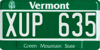 VT license plate XUP635