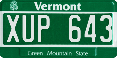 VT license plate XUP643