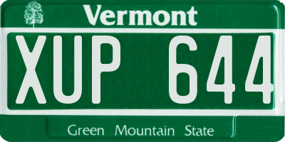 VT license plate XUP644