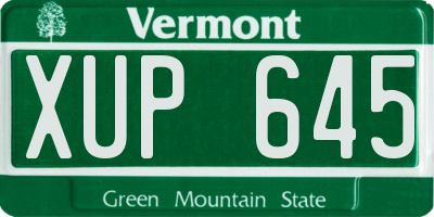 VT license plate XUP645