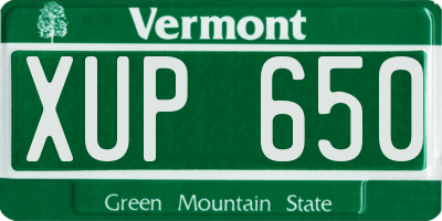 VT license plate XUP650