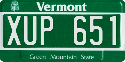 VT license plate XUP651