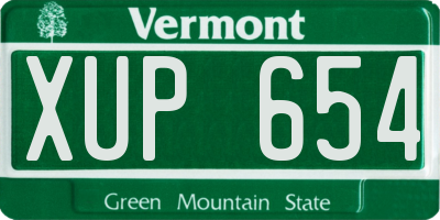 VT license plate XUP654