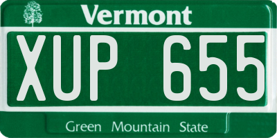 VT license plate XUP655