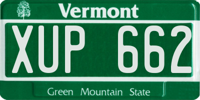 VT license plate XUP662