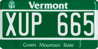 VT license plate XUP665