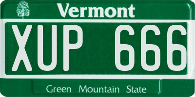 VT license plate XUP666