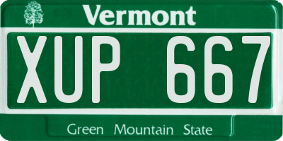 VT license plate XUP667