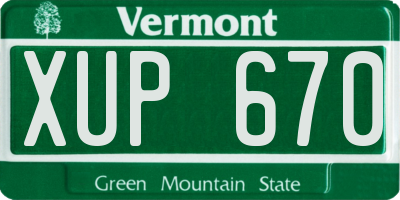 VT license plate XUP670