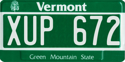 VT license plate XUP672