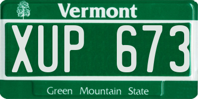 VT license plate XUP673