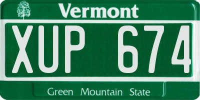 VT license plate XUP674